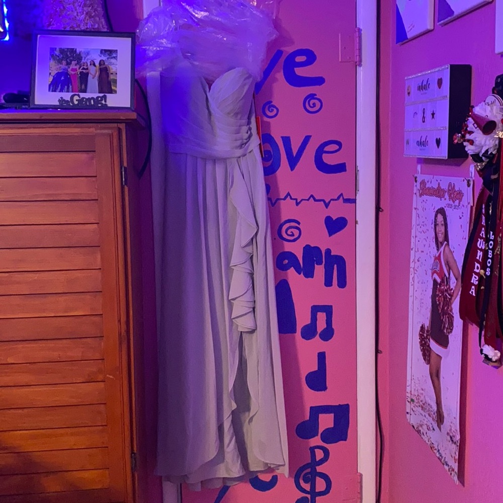 Size L star box prom Strapless silver dress